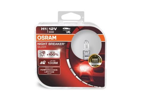 Set de 2 becuri auto H1 12V 55W OSRAM NIGHT BREAKER SILVER 64150NBS DUO
